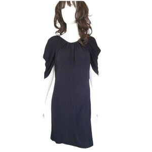 JAYGODFREY Short Draped Sleeve Cold Shoulder Navy Blue Cocktail Mini Dress 4